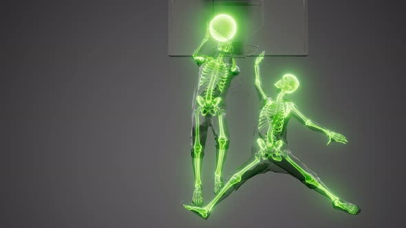 Basketball Game Players with Visible Bones