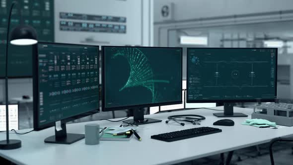 Computer Diagnostic System Starts Genetic Scan Of DNA In Biotechnology Lab alt