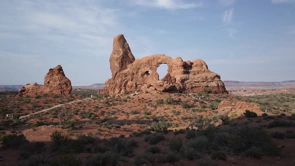 Crane Shot Of Turret Arch In Arches National Park 2