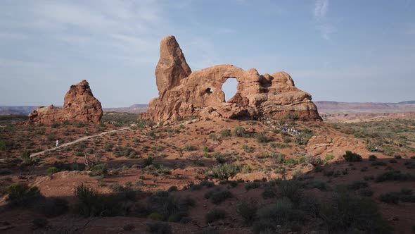 Crane Shot Of Turret Arch In Arches National Park 3