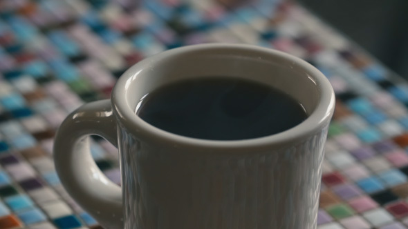 Top of Hot Coffee Mug with Steam