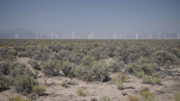 Pan Right Of A Windfarm In The Desert 1