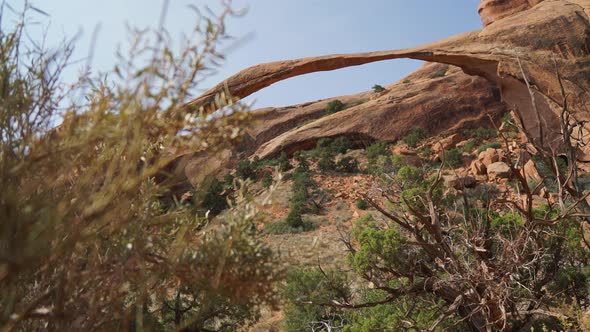 Dolly Shot Of Landscape Arch In Arches National Park 1