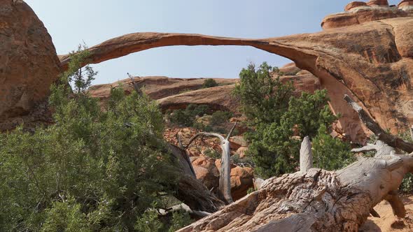 Dolly Shot Of Landscape Arch In Arches National Park 2