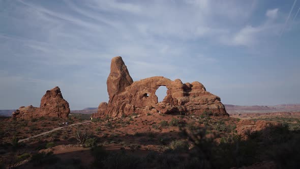 Dolly Shot Of Turret Arch In Arches National Park 2