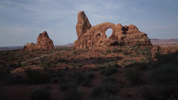 Dolly Shot Of Turret Arch In Arches National Park 3