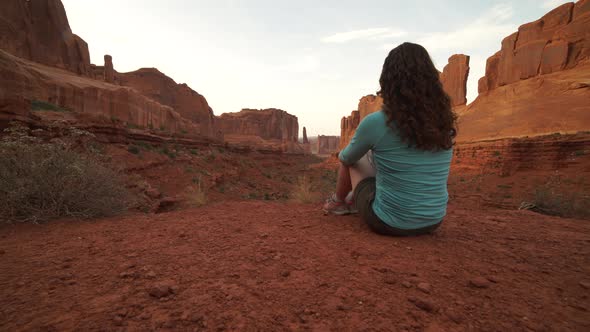 Dolly Shot Of Woman In Arches National Park 1