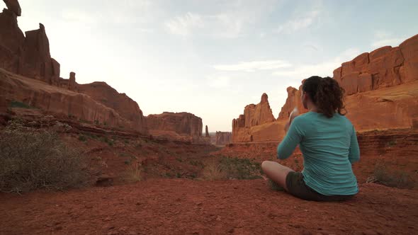 Dolly Shot Of Woman In Arches National Park 2 alt