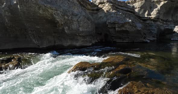 The Sautadet waterfalls, river Ceze, La Roque sur Ceze, Gard department,Occitanie, France