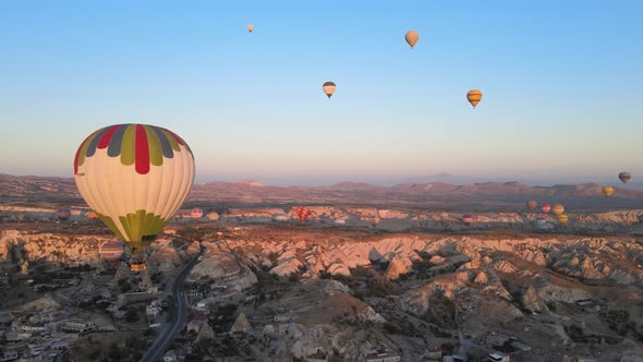 Cappadocia, Turkey : Balloons in the Sky. Aerial View