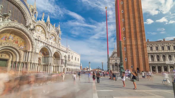 Basilica of St Mark Timelapse Hyperlapse and San Marco Campanile.