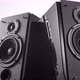 Panorama of Two Black Speakers with Vibrating Bass - VideoHive Item for Sale