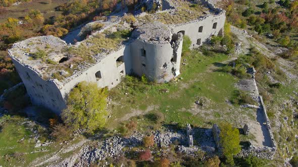 Aerial Shot of the Fortress Kosmach in Montenegro