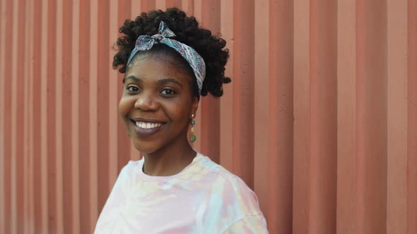 Portrait of Beautiful Afro-American Woman Outdoors