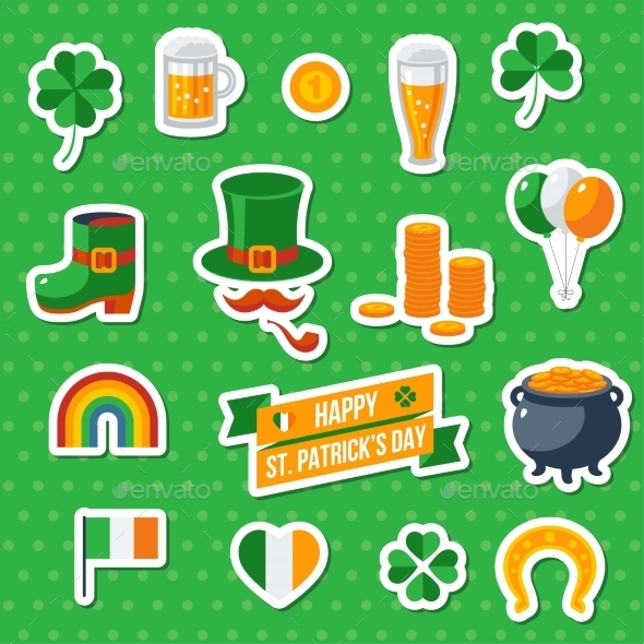 Set of St. Patricks Day Flat Icons