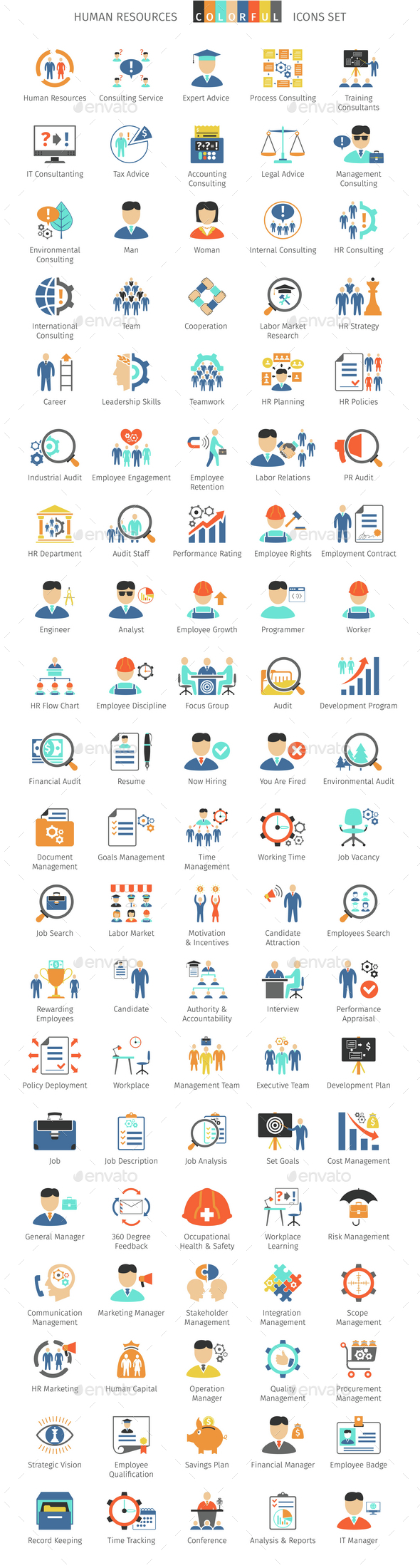 Human Resources Colorful Icons