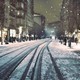 Snowy Winter Night Road