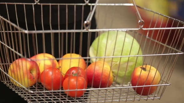Shopping Cart With Fruit And Vegetables