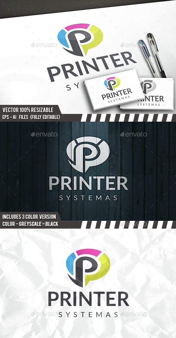 Print P Letter Logo