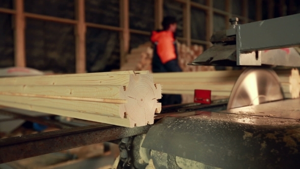 Woodworking. View Of Conveyor Profiled Beam