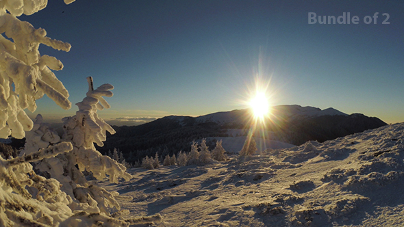 Sunrise in the Mountains in Winter