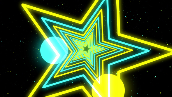 Star Yellow Turquoise Neon Background