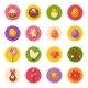 Cute Happy Easter Flat Icons On Circles - GraphicRiver Item for Sale