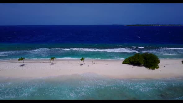 Aerial top view scenery of beautiful sea view beach journey by blue sea and white sandy background o