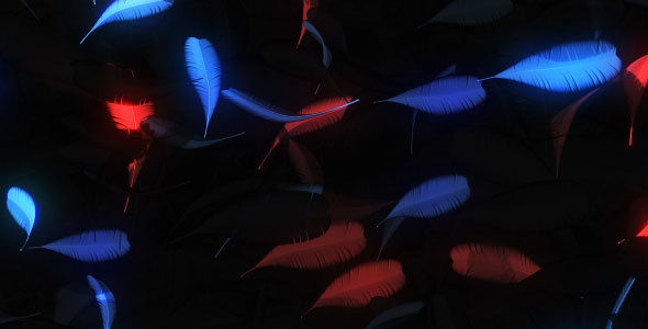 Blue And Red Feathers Glowing