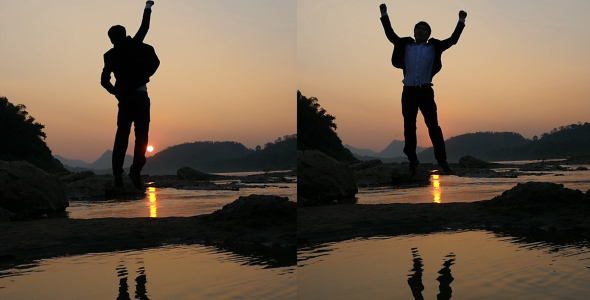 Businessman Celebrating and Jumping alt