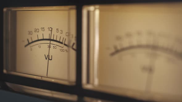 Audio Signal Levels Monitoring Audio Console on Classic Sound Amplifier