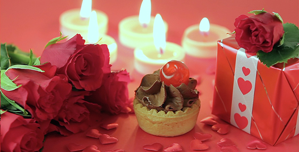 Chocolate Cupcake with Roses and Gift