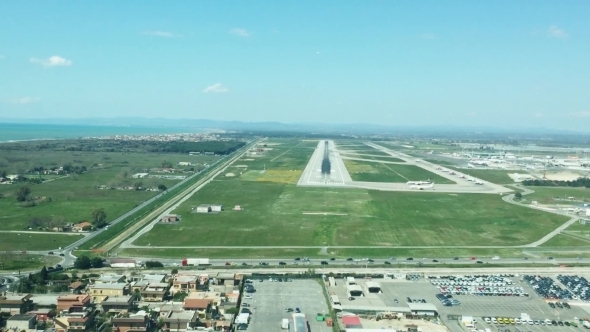 Airplane Has Hard Landing in Summer Day Camera on Airplane