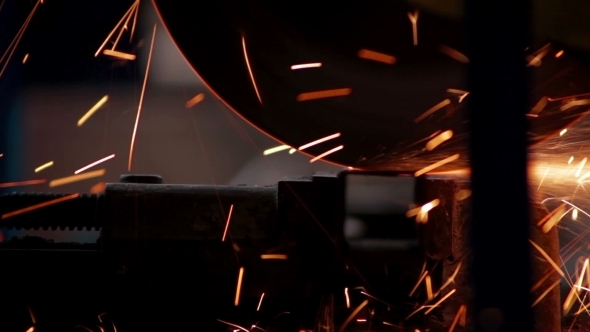 Metal Saw Cutting a Steel