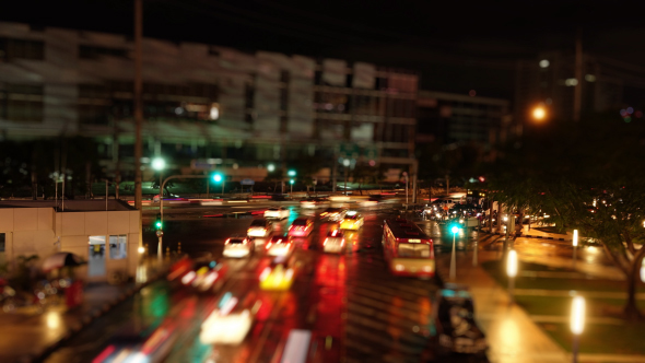 Intersection Traffic Night Road