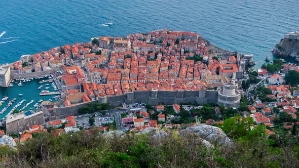 Aerial View Time Lapse of Dubrovnik Croatia