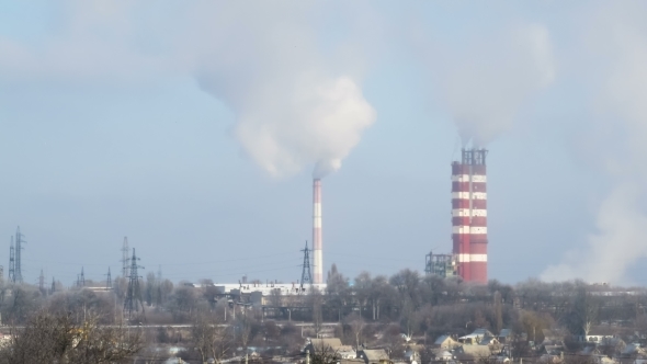 Smoke From Pipes of The Industrial Plant