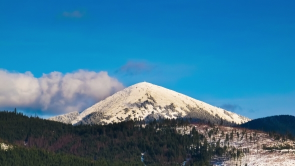 Clouds Moving Over The Mountains.