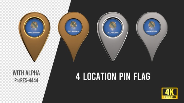 Oklahoma State Flag Location Pins Silver And Gold