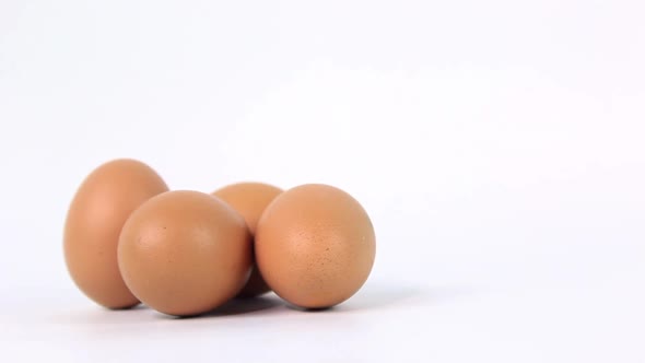 Group Of Eggs On White Background Used Cooking