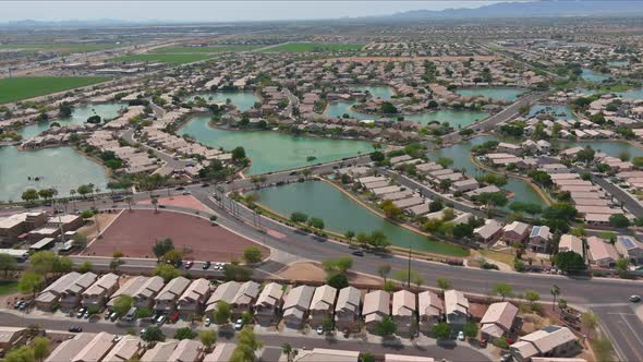 Many Small Ponds Near Avondale Small Town a View Overlooking Desert Near on of State Capital Phoenix