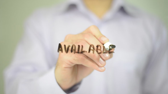 Available,  Man Writing on Transparent Screen