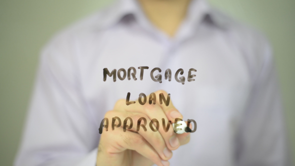 Mortgage Loan Approved,  Man Writing on Transparent Screen alt