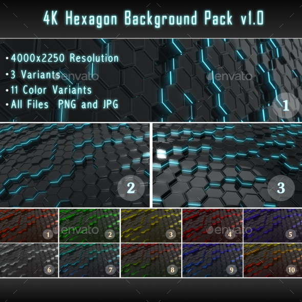4K Hexagon Background Pack v1.0