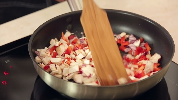 Mixed Vegetable Ingredients Frying On a Pan