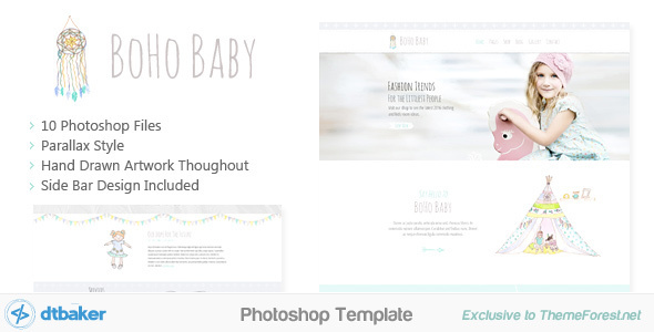 BoHo Baby - Hand Drawn Photoshop Template