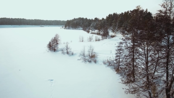 Frozen River Under The Snow And Ice