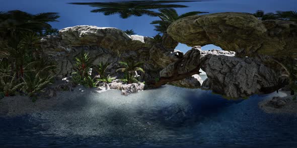 VR 360 Cave Paradise Blue Sea and Sky alt