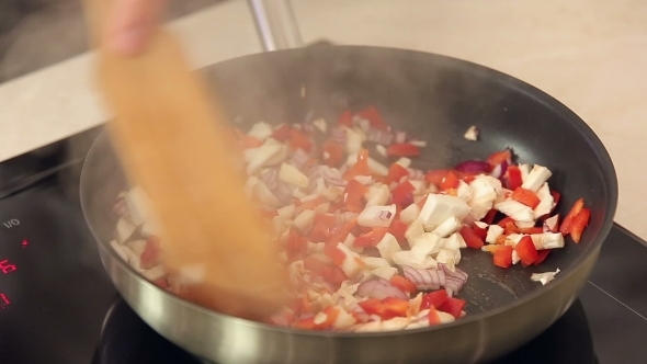 Mixed Vegetable Ingredients Frying On a Pan