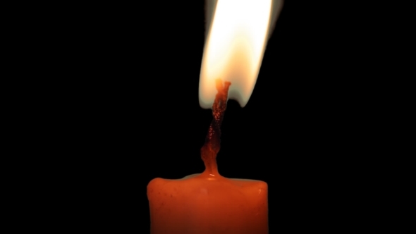 Burning Candle And Flame With Alpha Channel